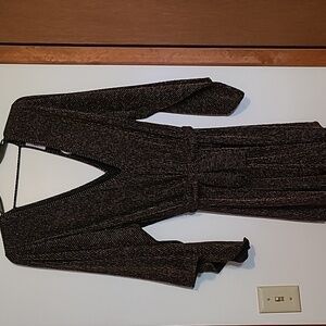 NWT Wisteria Lane  Lack With Rich Copper Metalic Accent Stripe Dress